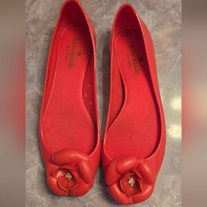 kate spade Red Floral Jelly Ballet Flats